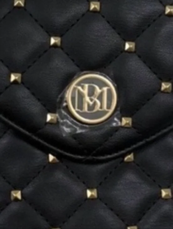 Badgley Mischka Black Quilted Crossbody Phone Bag with Gold Hardware - Picture 5 of 8